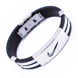 2016 Men Basketball Sports Silicone Wristband Stainless Steel Bracelets for Men Women Friendship Jewelry Gifts Free Shipping