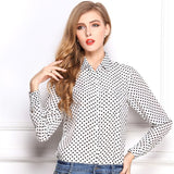 2015 European Style New Fashion Office Lady Polka Dot Long Sleeve Female Elegant Shirt Casual Chiffon Blouse Blusas Femininas