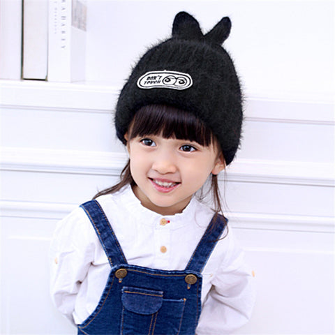 2016 New Creative Design Small Rabbit Children's Wool Cap Winter Fashion Warm Knit Hat for Girl Gift
