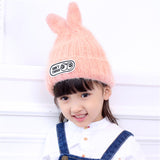 2016 New Creative Design Small Rabbit Children's Wool Cap Winter Fashion Warm Knit Hat for Girl Gift